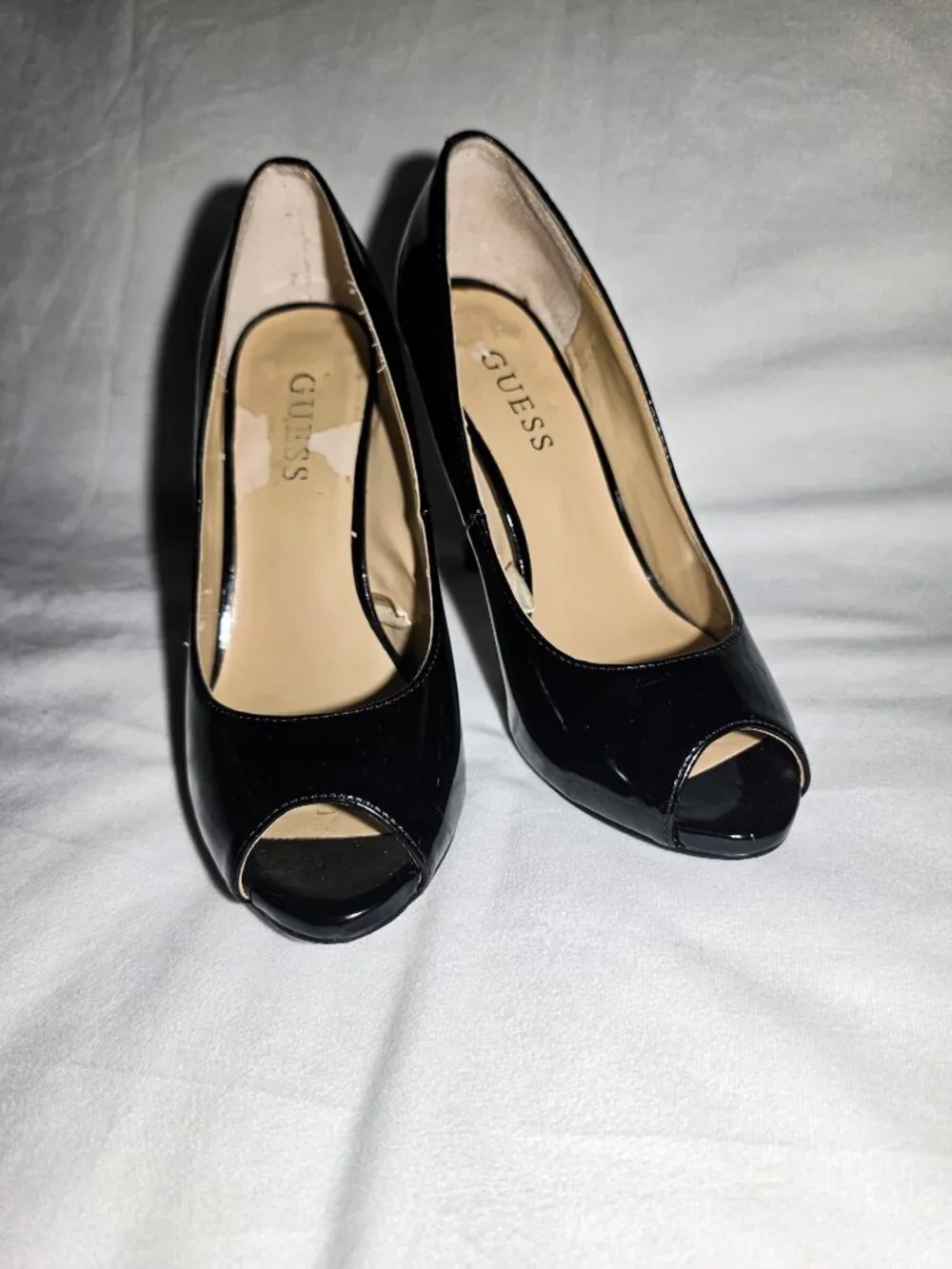 Black GUESS peep toe vintage heels size 6 Victorian Business Fashion